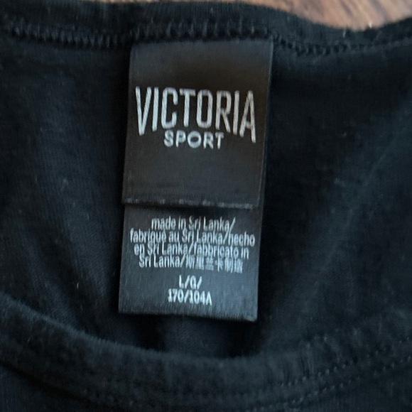 Victoria Sport Black Tank Top Gold Lettering Sz L Sparkly lightweight Sleeveless - Picture 4 of 5